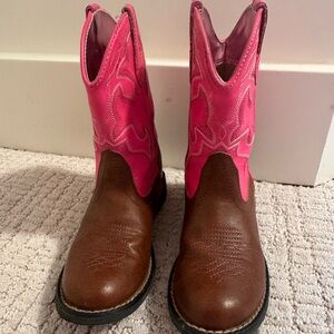 Roper Pink and Brown Kids Light Up Cowboy Boots